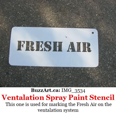 Fresh Air stencil for painting ventalation systems on installation